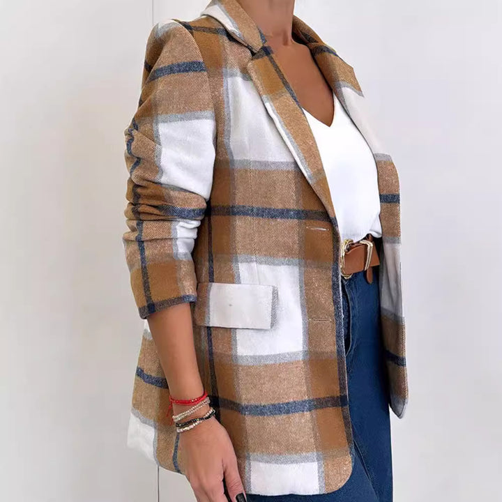 Damen Karierter Blazer mit elegantem Schnitt und lässigen Details Drune