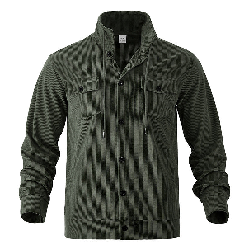 Herren stylische Kordjacke mit verstellbarem Kragen und praktischen Brusttaschen Drune