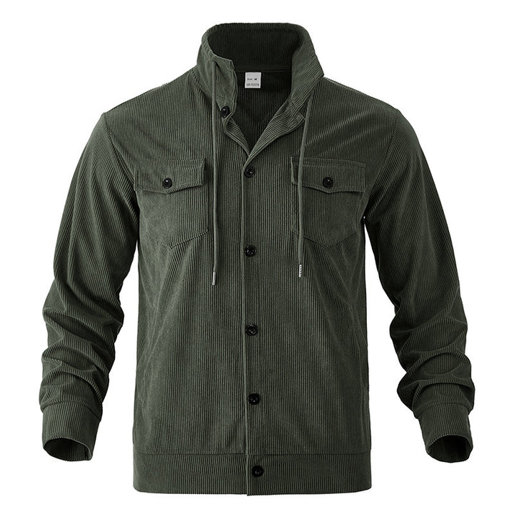 Herren stylische Kordjacke mit verstellbarem Kragen und praktischen Brusttaschen Drune