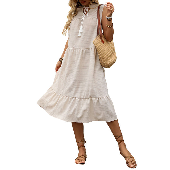 Damen Sommerliches Maxikleid mit asymmetrischem Volant und Bindegürtel Drune
