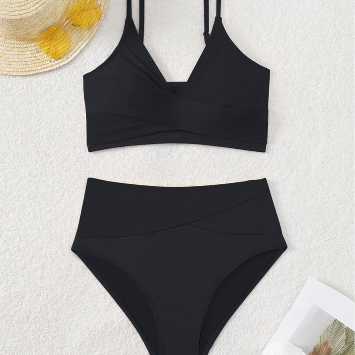 Damen Hochtaillierter Bikini mit überkreuztem Oberteil und eleganten Raffungselementen Drune