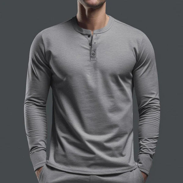 Herren nan Langarmshirt mit Knopfleiste und schmaler Passform Drune