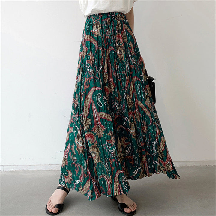 Damen Maxirock mit floralen Paisleymustern und elastischem Bund Drune