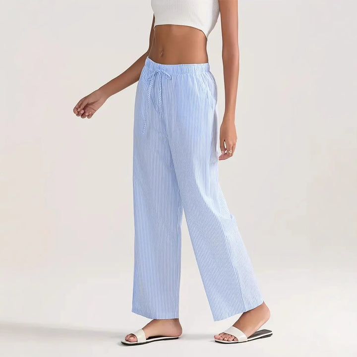 Damen Lässige Weite gestreifte Hose Drune