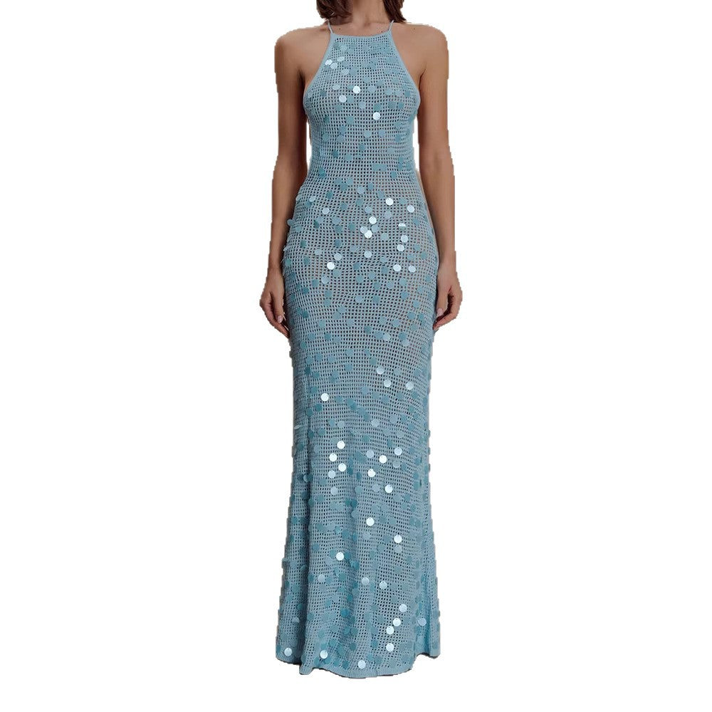 Damen Elegantes Maxikleid mit funkelnden Applikationen Drune