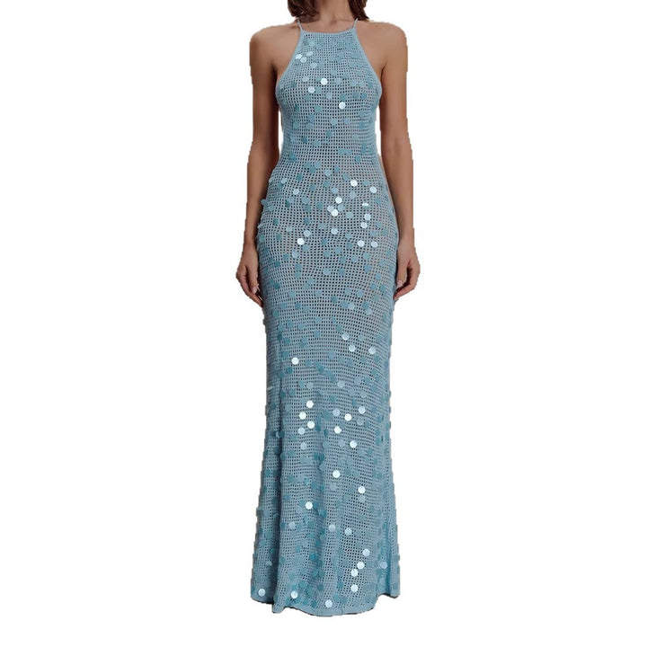 Damen Elegantes Maxikleid mit funkelnden Applikationen Drune