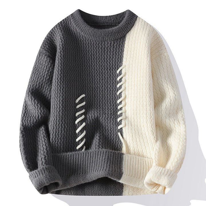 Unisex nan strukturierter Oversize-Strickpullover mit Zopfmuster und dekorativer Steppnaht Drune