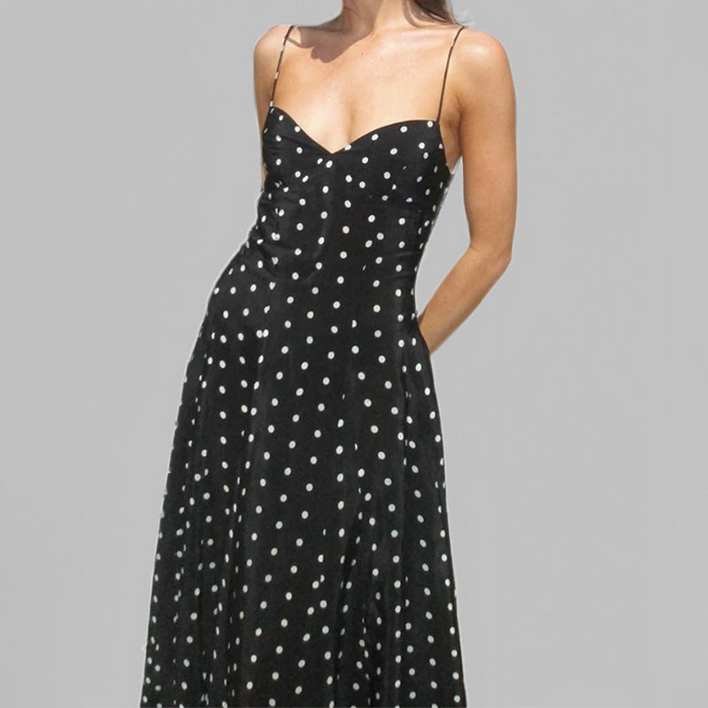 Damen Maxikleid mit zartem Herz-Ausschnitt und verspieltem Punktemuster Drune