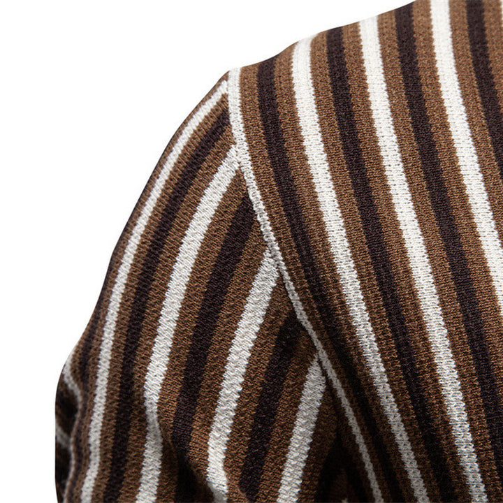Herren nan gestreiftes Strickpoloshirt kurzarm aus feiner Baumwollmischung mit Polokragen und Rippbündchen Drune