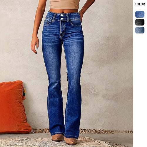 Damen Bootcut Jeans mit hohem Bundle und modischen Details Drune