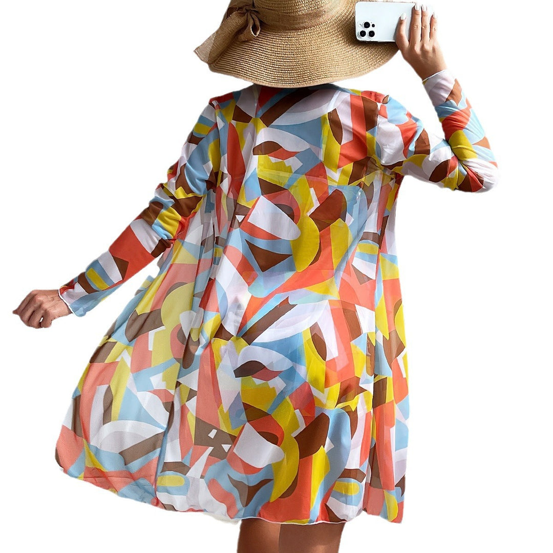 Damen Strandset mit floralem Kimono und Crop-Top Drune