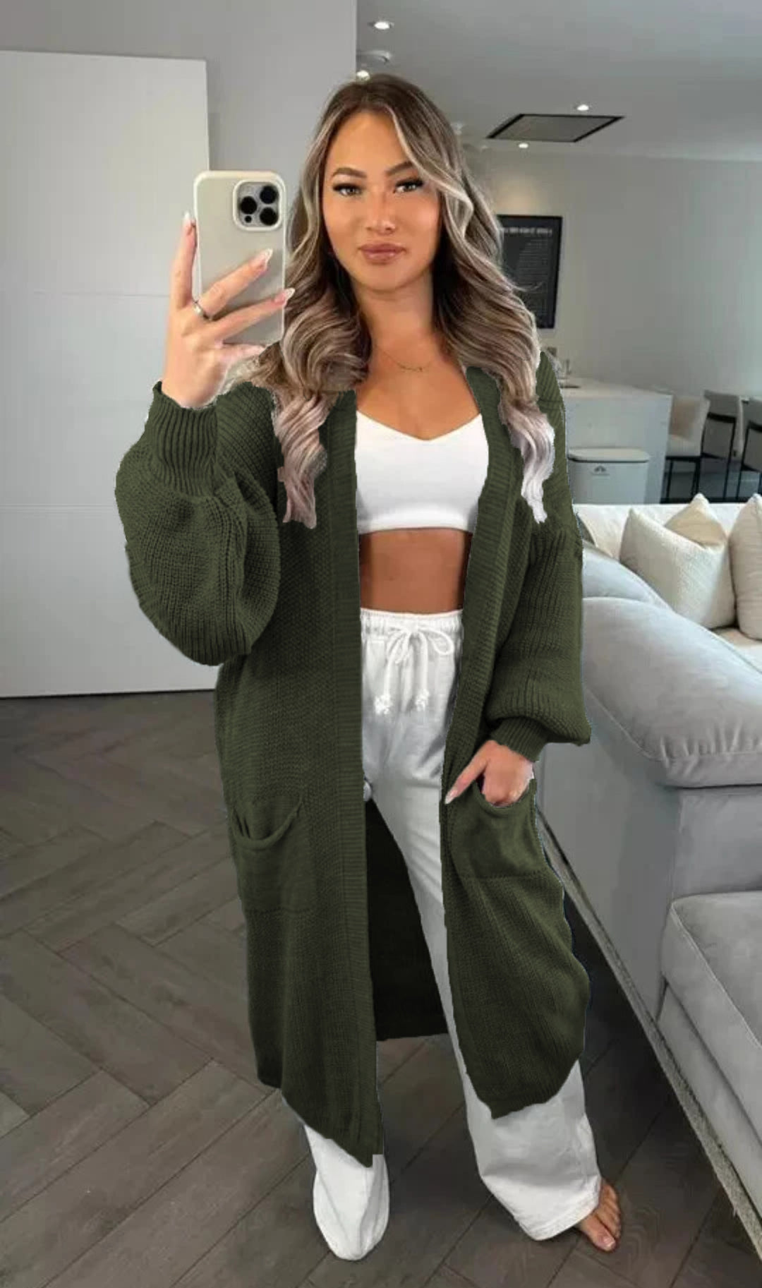 Damen Grobstrickcardigan im lässigen Oversized-Stil mit praktischen Taschen Drune