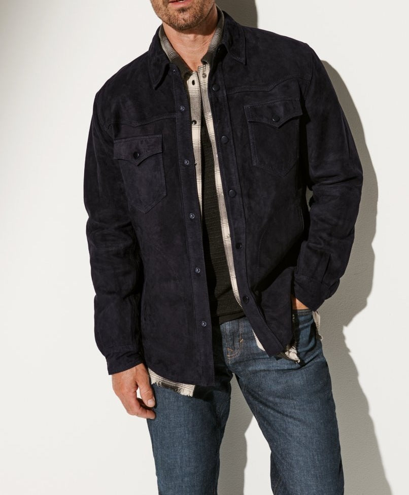 Herren Wildlederjacke im modernen Schnitt mit praktischen Taschen Drune