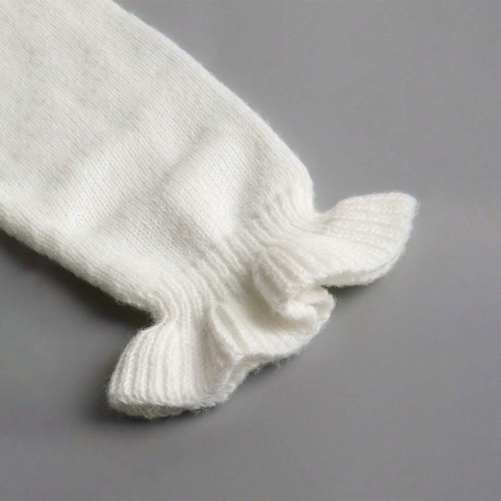 Damen Strickpullover mit Rüschendetails und perlenverzierten Knöpfen Drune