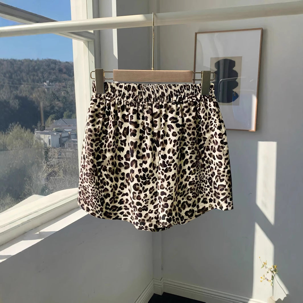 Damen Lockere Leoprint-Strandshorts Drune