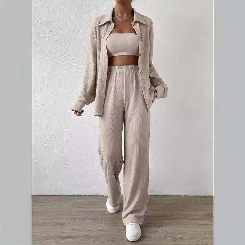 Damen Zweiteiliges Lounge-Set mit Oberteil und weiter Hose Drune