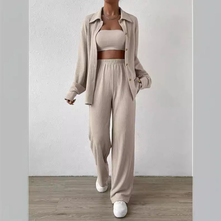 Damen Zweiteiliges Lounge-Set mit Oberteil und weiter Hose Drune