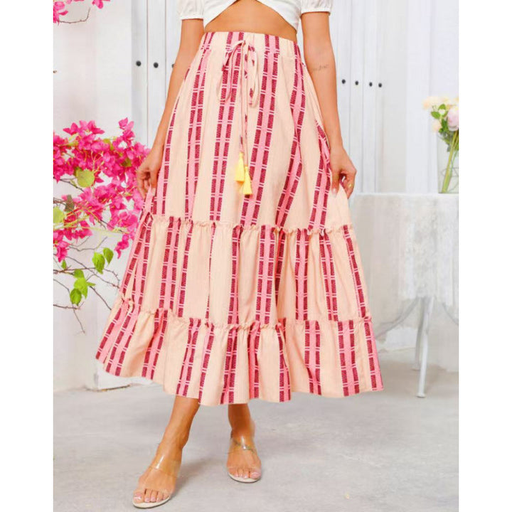 Damen Maxi-Rock mit voluminösen Rüschendetails und knöchellanger Passform Drune