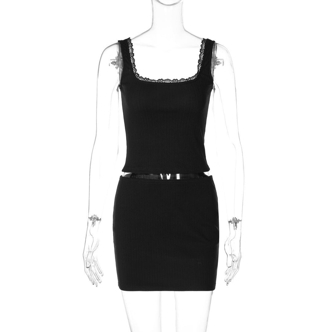 Damen Slim Fit Kleid mit Spitzenakzenten Drune