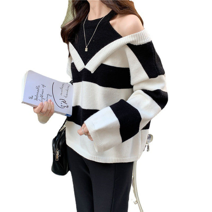 Damen trendiger Pullover mit Ausschnitten Drune