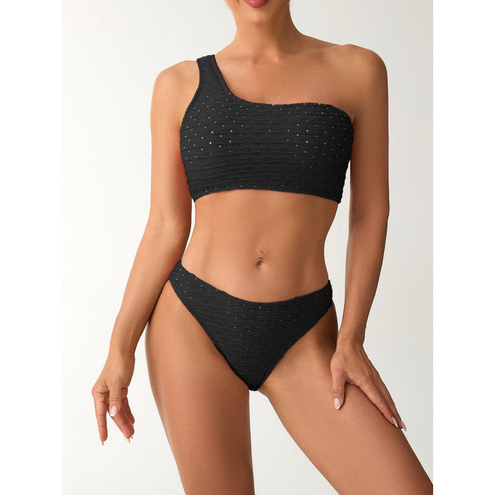 Damen Einseitiger Bikini mit elegantem Rippendesign und verstellbaren Trägern Drune