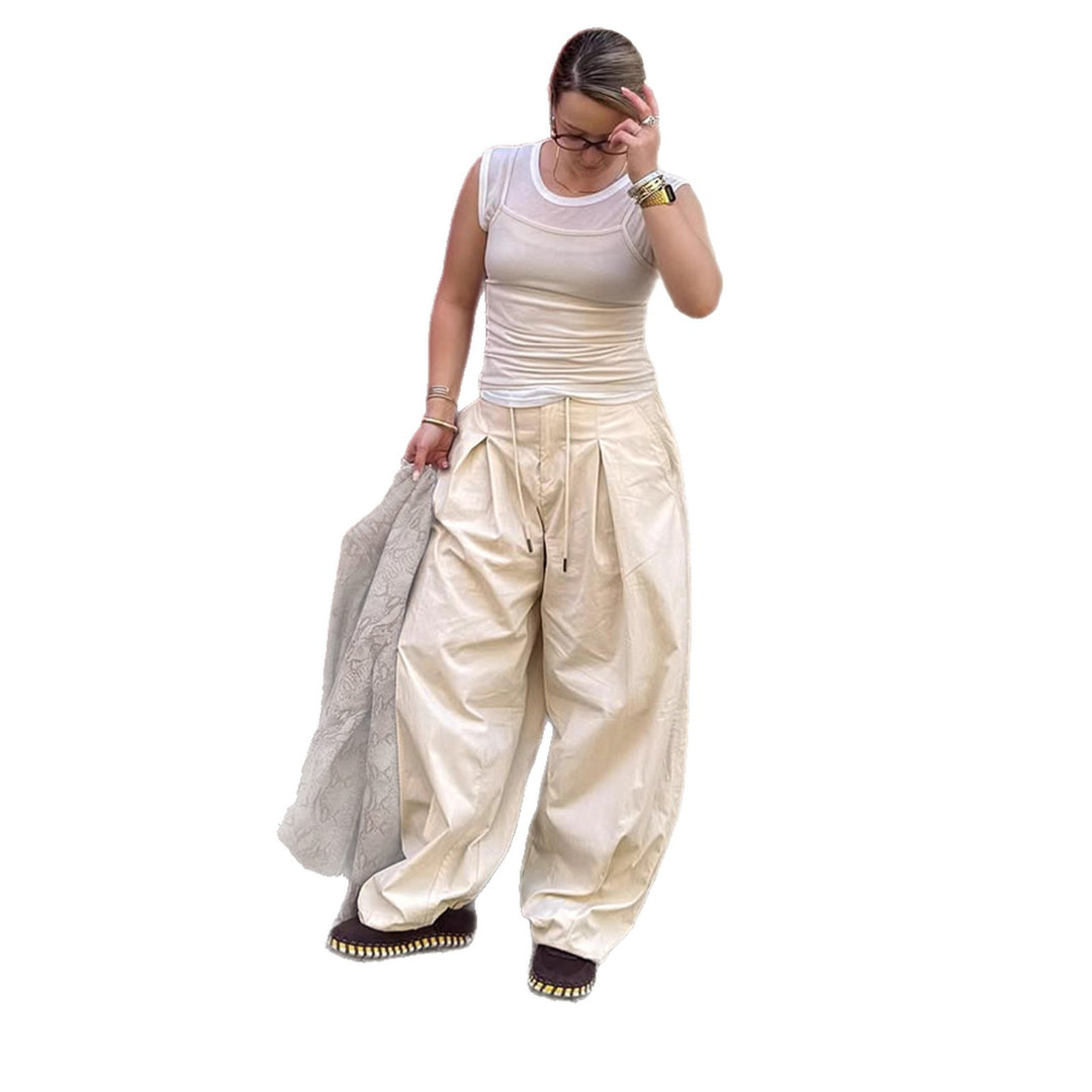 Damen weite stylistische Hose mit dekorativer Taillenbindung und Komfortschnitt Drune