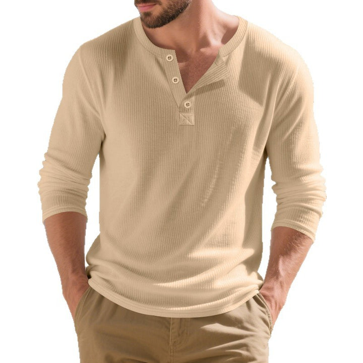 Herren Langarmshirts mit Knopfdetails und Rippstruktur Drune