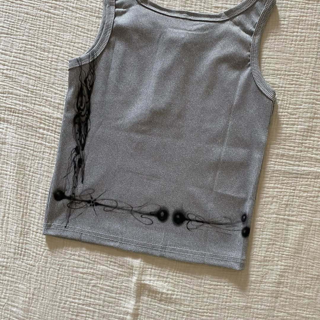 Damen körperbetontes Tanktop mit kreativem Grafikdruck Drune