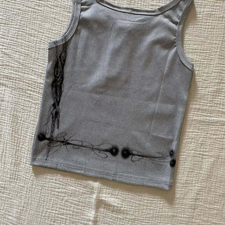 Damen körperbetontes Tanktop mit kreativem Grafikdruck Drune