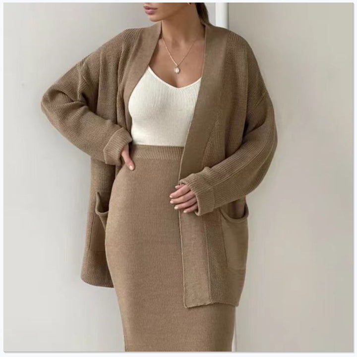 Damen Elegantes Strick-Set mit Rückenschlitzen und lässiger Passform Drune