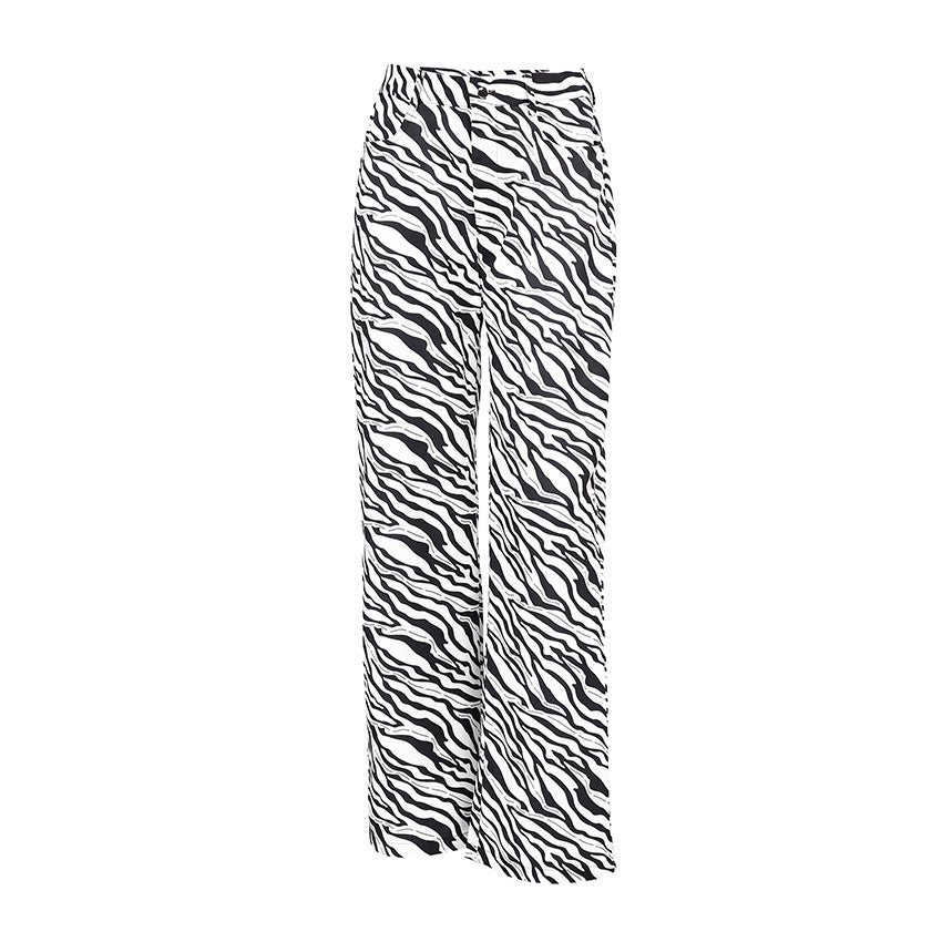 Damen weite Zebra-Print Palazzo-Hose Drune