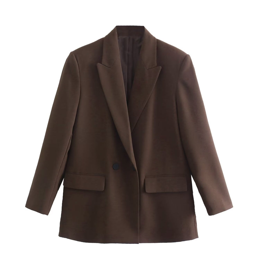 Damen nan taillierter Doppelreihiger Blazer mit schmalem Revers, aufgesetzten Pattentaschen und klarer Silhouette Drune