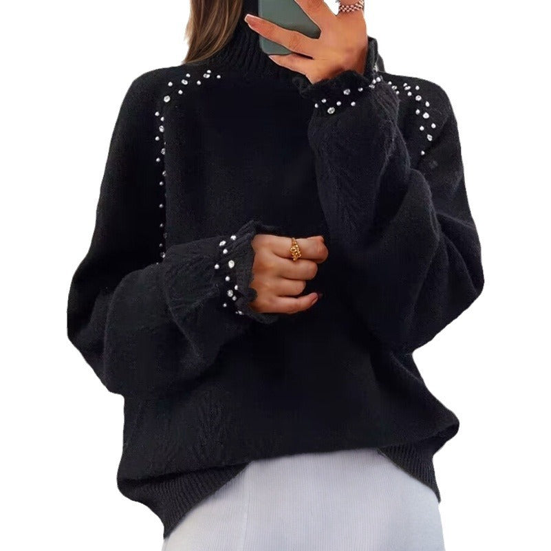 Damen Pullover mit elegantem Rollkragen und funkelnden Details Drune
