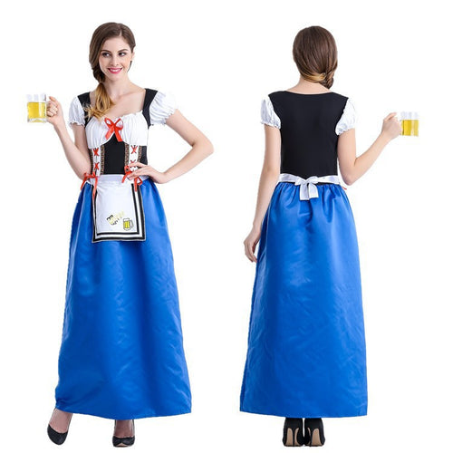 Damen nan traditionelles Dirndlkleid mit geschnürtem Mieder und langer Trachtenschürze Drune