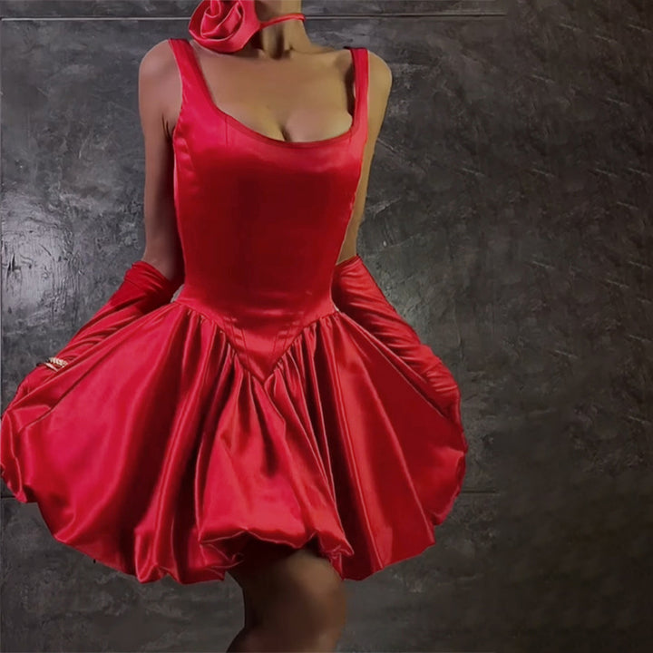 Damen schwingendes Abendkleid mit elegantem Taft-Oberteil und voluminösem Rock Drune