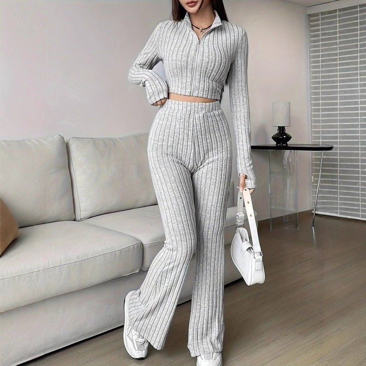 Damen lässiges Strick-Set mit Reißverschluss Drune