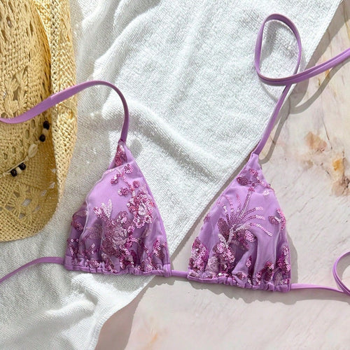 Damen Triangel-Bikini mit funkelnden Pailletten Drune