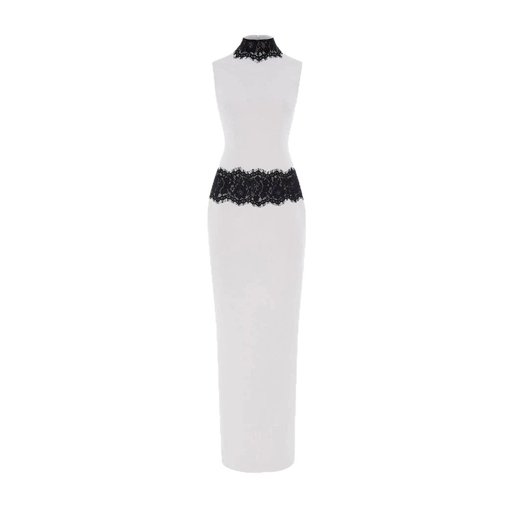 Damen Elegantes und figurbetontes Abendkleid mit Spitzenakzenten Drune