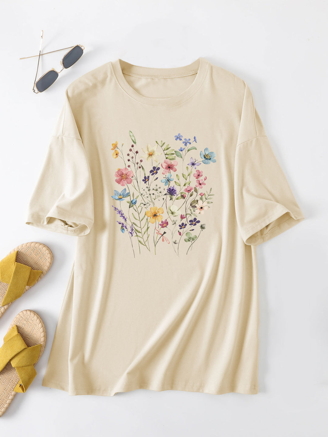 Damen lässiges Sommerblusenshirt mit floralem Druck Drune