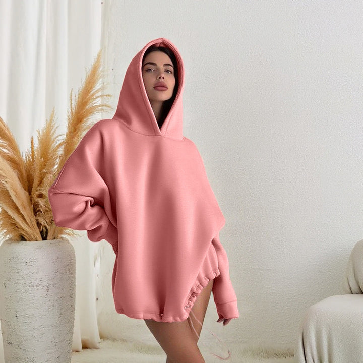 Damen oversized Hoodie mit verstellbarem Bund und Kängurutasche Drune