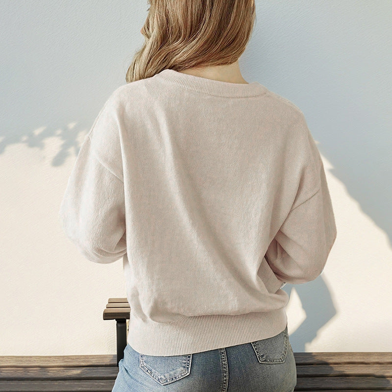 Damen bequemer Sweatpullover mit lässigem Schnitt und weichem Material Drune