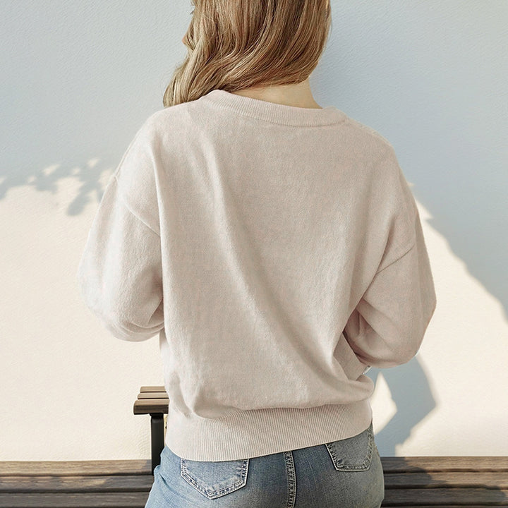 Damen bequemer Sweatpullover mit lässigem Schnitt und weichem Material Drune