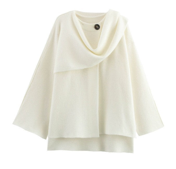 Damen eleganter Strickponcho mit asymmetrischem Schnitt und weich fließendem Material Drune