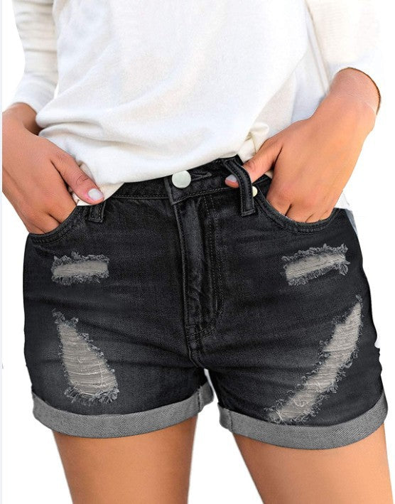 Damen Jeansshorts mit modischen Rissdetails und lässigem Schnitt Drune
