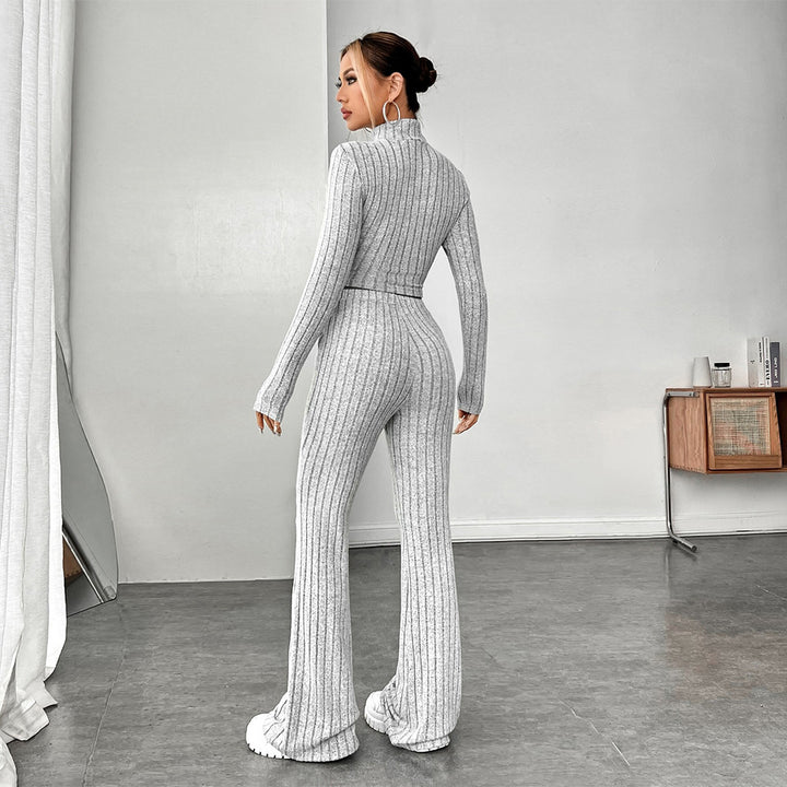 Damen Cropped Pullover mit hoher Taille und weitem Bein Drune