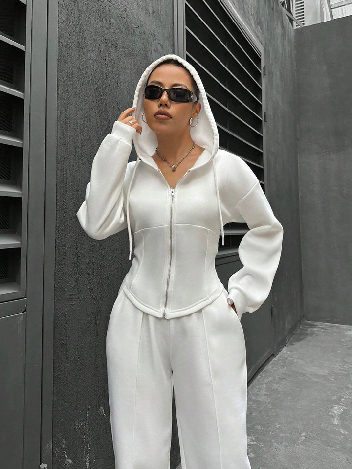 Damen modischer Zip-Hoodie mit tailliertem Schnitt Drune