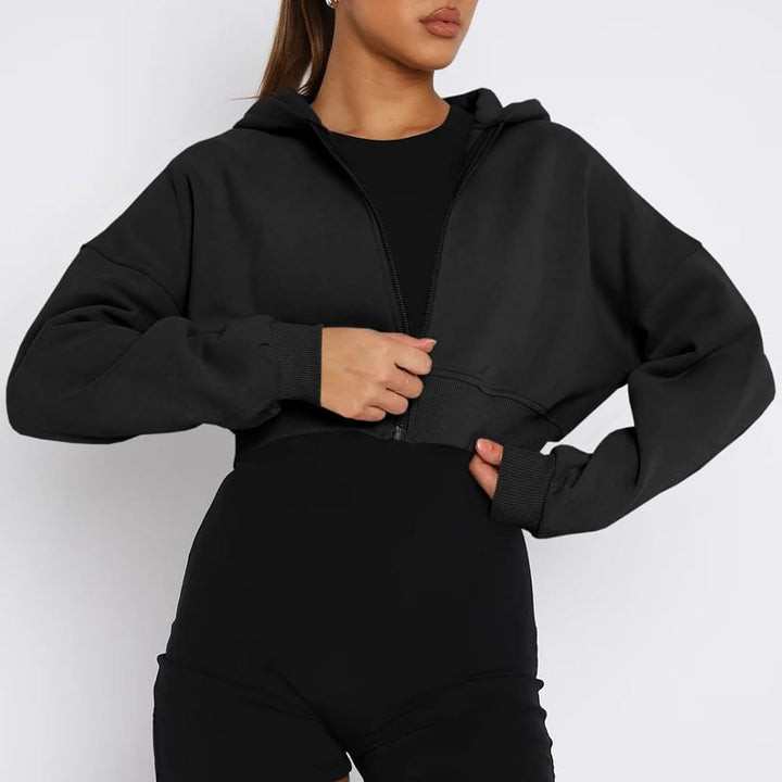Damen trendige cropped Kapuzenjacke Drune