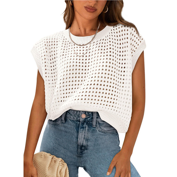 Damen lässiges Stricktop mit luftiger Lochstruktur Drune