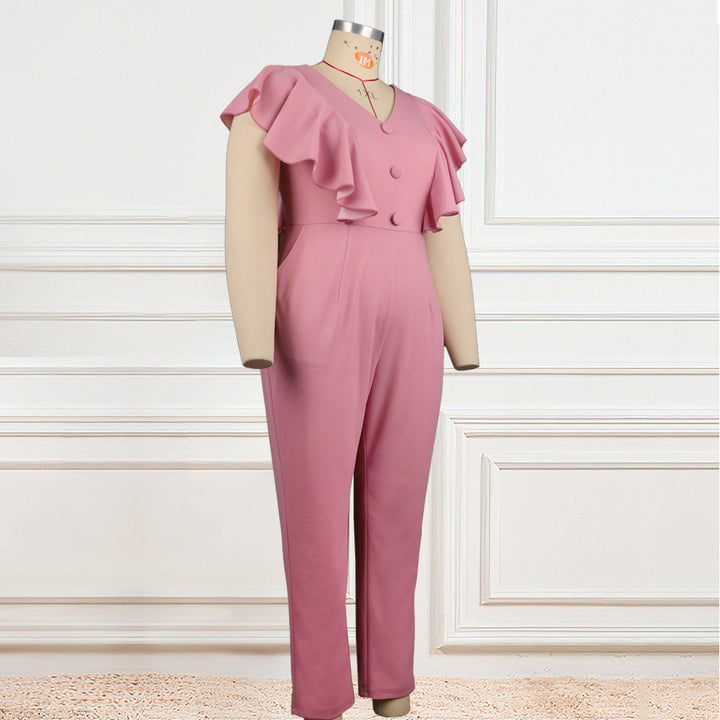 Damen Eleganter Jumpsuit mit voluminösen Rüschendetails Drune