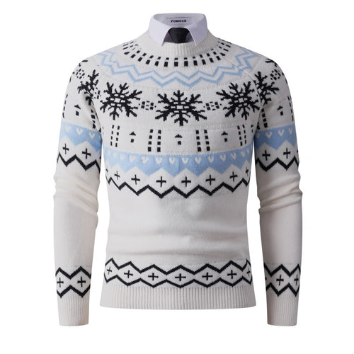 Herren modischer Strickpullover mit kreativem Schneemuster Drune